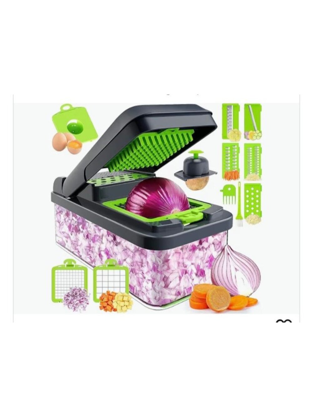 MealHelper 12-In-1 Vegetable Chopper 7 Stainless Steel Blades Food Cutter Slicer